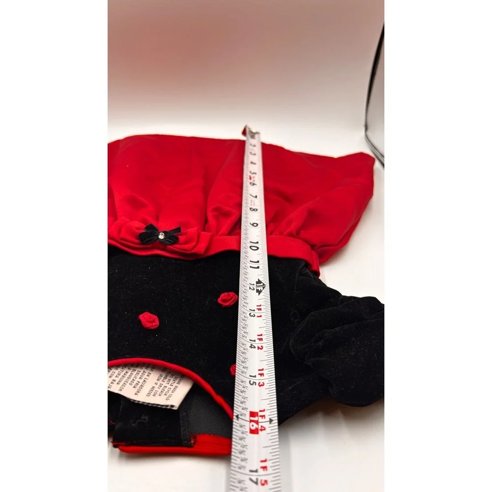 Youngland Baby Girl Red Black Velvet Rose Dress Bloomers Bow 18M Valentine dress